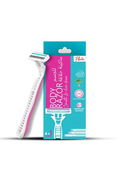 Floren Disposable Body Razors for Women - Pack of 5 | 3 Premium Stainless Steel European Bladesne