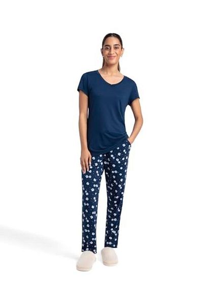 JOCKEY Relax-Women S/S Tshirts & Pyjama Sleep Set RX85-0103-PAGENT BLUE