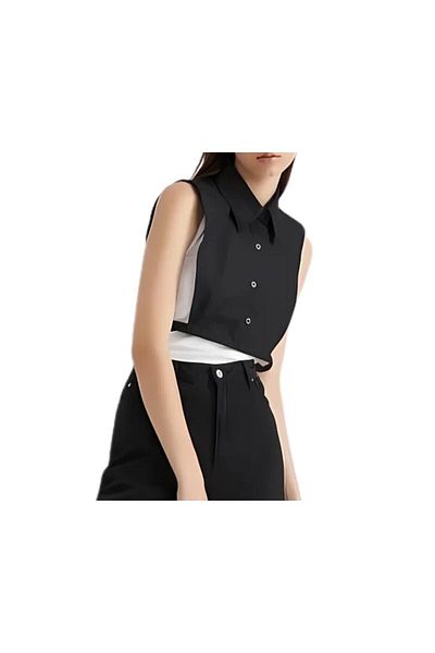 mirach Textile Black Women's Shirt with Collar - Classic and Modern Design - Black - S-M