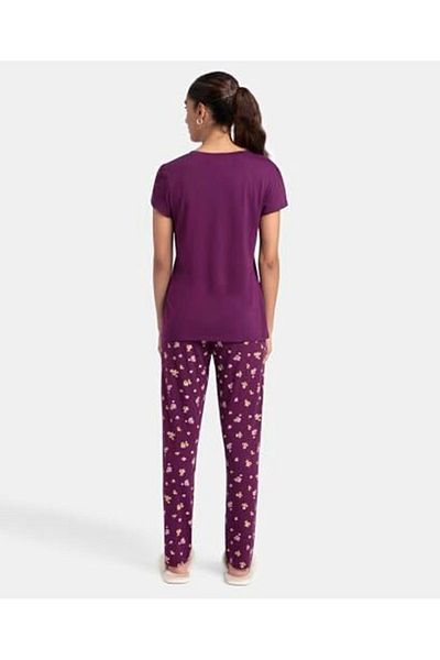 JOCKEY Relax-Women S/S Tshirts & Pyjama Sleep Set RX85-0103-PURPLE WINE