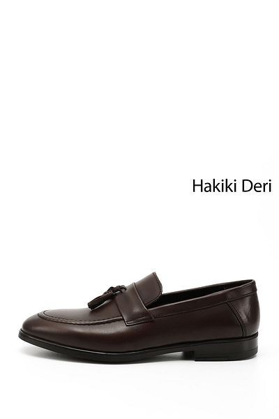 GÖNDERİ(R) Men's Brown Tasseled Genuine Leather Loafer Shoes
