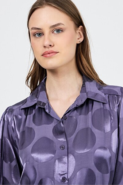 Rays Leylak Puantiye Desen İp Bağlama Detaylı Tunik 4690A