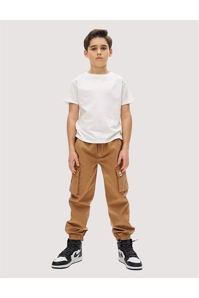 ASL GOLF CLUB Boy's Cargo Pocket Waist Lace Elastic Leg Jogger Gabardine Trousers