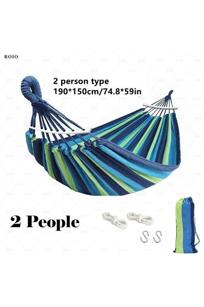 Choice 2bluegreen-w Camping Hammock Thickened Durable Fabric Canvas Single Hammocks Travel Swing Chair Hang