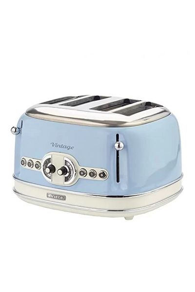 ARIETE Ariete Toaster, 0156 Vintage, 1600 W, 4 Slices (Cream/Blue)