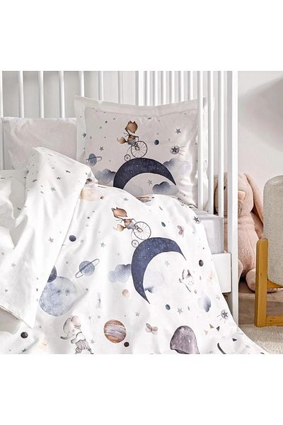 Özdilek Özdilek Ranforce Baby Duvet Cover Set Cute Space Cream