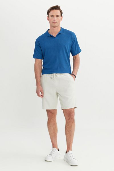 AC&Co / Altınyıldız Classics Ανδρικό ανοιχτό γκρι 100% βαμβακερό σορτς με δέσιμο στη μέση