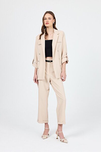 Rays Bež set od Kaiš dela sa dvostrukim dugmetom 6670A