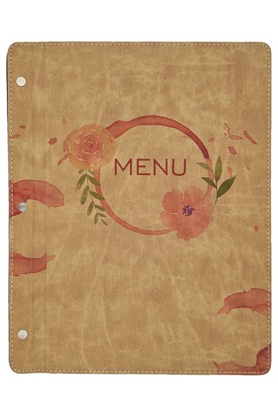 ankara menü Wooden Patterned Leather A4 Menu (Vintage)