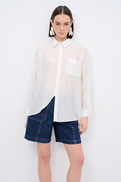 Love My Body Cep Detaylı Asimetrik Gömlek