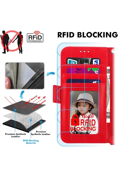 Wiko Husă de protecție cu rabat pentru Wiko T10 5G Lairtte, piele PU/TPU, roșu, 6,5 inchi