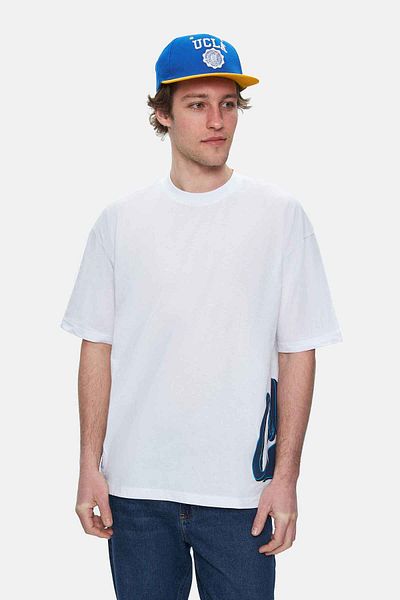 UCLA Roscoe White Crew Neck Printed Oversize Men's Tshirt