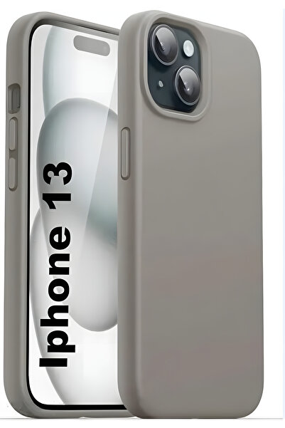 Fibaks Apple Iphone 13 - 14 - 15 Kılıf Içi Kadife Lansman Silinebilir Renkli Yumuşak Silikon Gri Kapak