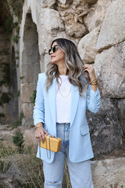 bytugcekaya Μπλε Baby Blazer - Λεπτομέρεια με μανίκια