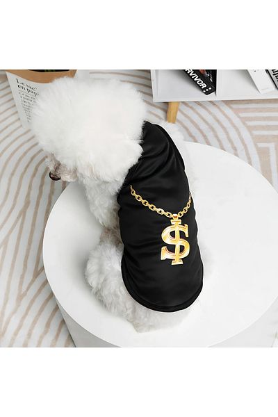 Lady Fify Dollar Design Black Sleeveless Tshirt for Cat Dog