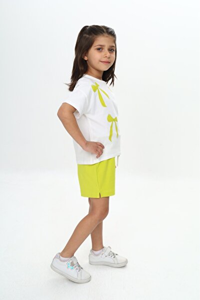 Toontoy Girl's Bow Printed Shorts Suit