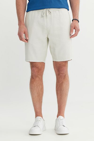 AC&Co / Altınyıldız Classics Ανδρικό ανοιχτό γκρι 100% βαμβακερό σορτς με δέσιμο στη μέση