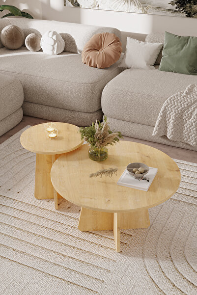 OBİ Atölye NORD 2'li Orta Sehpa 72 cm-40 cm, İskandinav Orta Sehpa, Bohem, Yu...