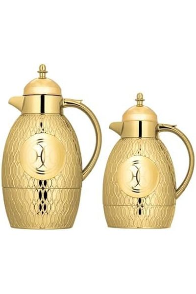 ALSAIF Lamsah 2-pieces Coffee And Tea Vacuum Flask,0.7/1 Liter, Gold