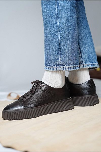 TETRİ Montrax Model Real Leather Handmade Men's Brown Sneakers Shoes