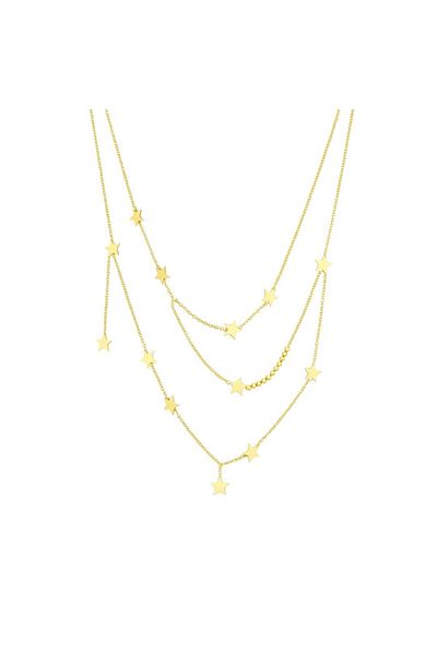 ECARLA Shiny Necklace With Golden Stars – 14k Gold Plated Stainless Steel, , Nst1149