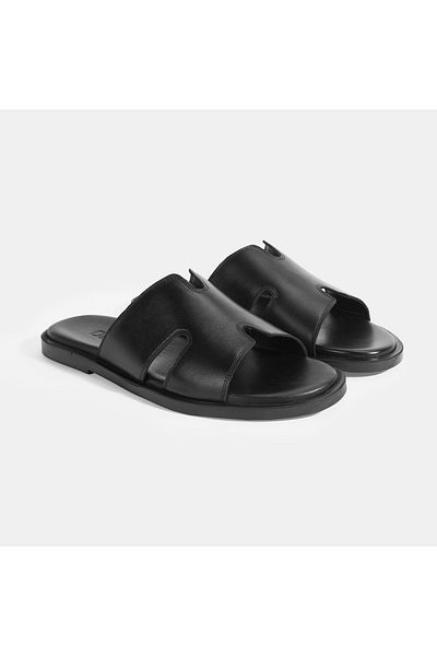 Desa Papuci pentru bărbați din piele cu model de crocodil negru