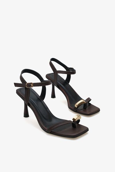 LOJO Women's Flip Flops Gold Buckle Heeled Daily Sandals Feliy