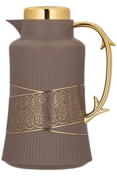 ALSAIF Deva Coffee And Tea Vacuum Flask, Leak-proof And Keeps Drinks Hot, 1l ,brown/gold
