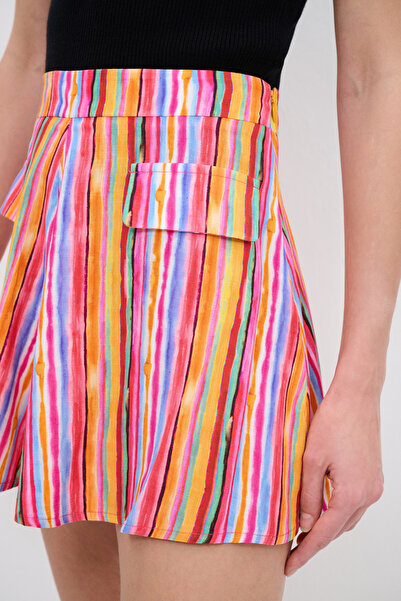 adL Cep Detaylı Desenli Şort