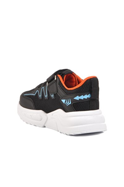 WALKWAY 2320 Ruffon P Black-Orange Lightweight Flexible Kids Sneakers