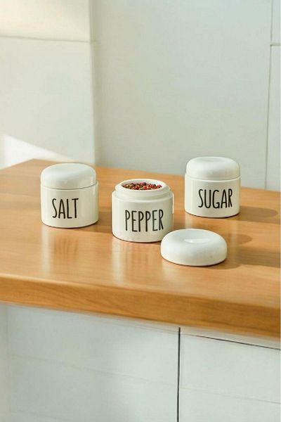 İLİVA Set of 3 Porcelain Small Spice Jars