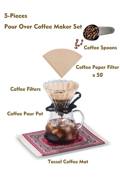 Old_Feller V60 Set 5 Piece Coffee Drip Set Pour Over Coffee Maker Set