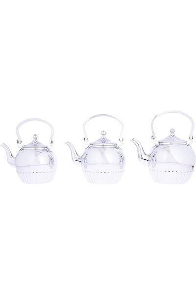 ALSAIF Al Saif Stainless Steel Tea Kettle Set, 3 Pieces, Sizes: 1.2/1.6/2.0 Liters, Chrome