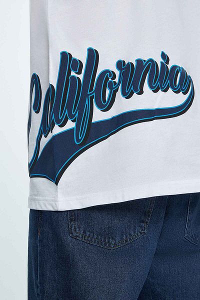 UCLA Roscoe White Crew Neck Printed Oversize Men's Tshirt
