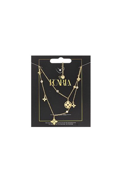 ECARLA Elegant necklace with geometric pendants and crystals 14K gold-plated stainless steel