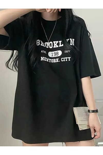 LAND MODA Tricou de vară cu mânecă scurtă, cu imprimeu vintage Brooklyn, pent...