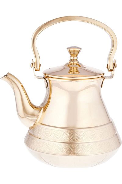 ALSAIF 12 oz. Saif teapot, durable and elegant, perfect for serving tea and other teas. Gold color.