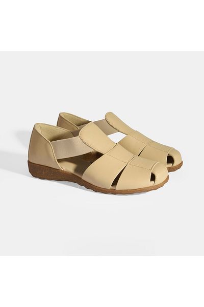 Desa Women's Beige Leather Desacomfort Casual Shoes