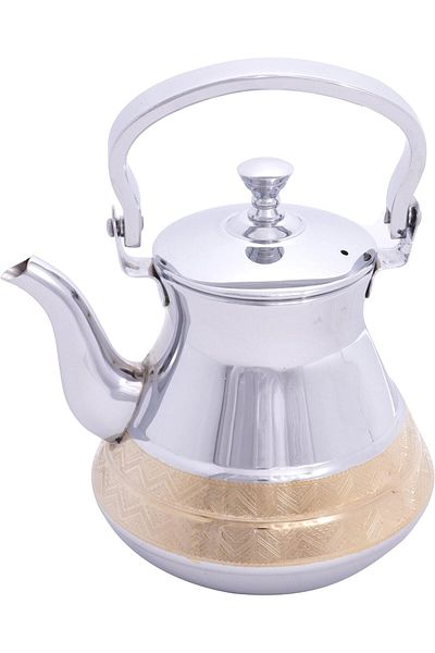 ALSAIF 12 oz. Saif Teapot, durable and elegant, perfect for serving tea and other teas. Gold/Silver color.