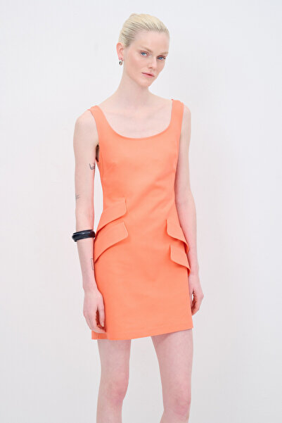 adL Cep Kapak Detaylı Kolsuz Elbise