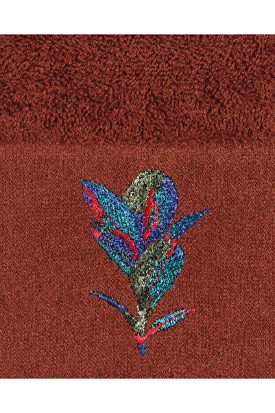 Minteks Layla тъмнокафява кърпа за ръце и лице с бродерия 50x90 - Minteks Home