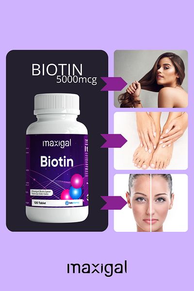 Maxigal Women's Hair Vitamin Biotin 5000 Mcg 120 Tablets
