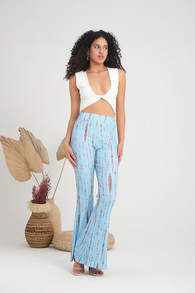 Store 100% cotton, fit, Flared elastic waist, women's summer pants - bohemian pattern