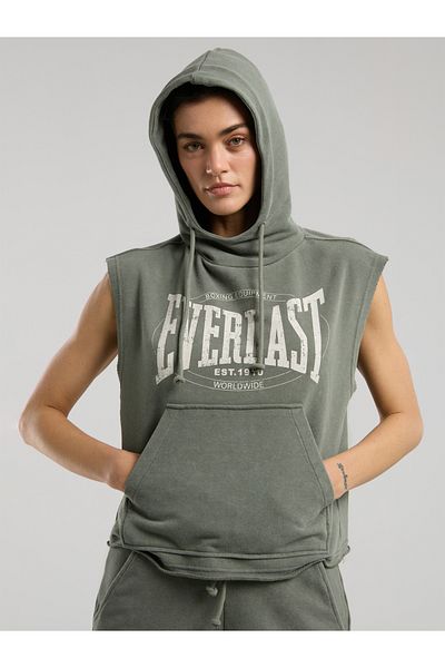 EVERLAST Автентичен боксов суитшърт без ръкави в цвят каки, ​​размер Oversize