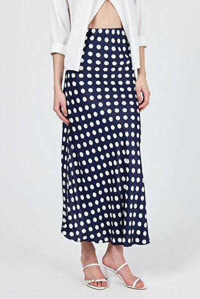 Rays Синя спідниця з атласу з точковим візерунком 9416