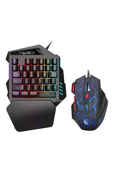 COOYA Gaming Keyboard & Mouse Set, V100 One-Handed, Black