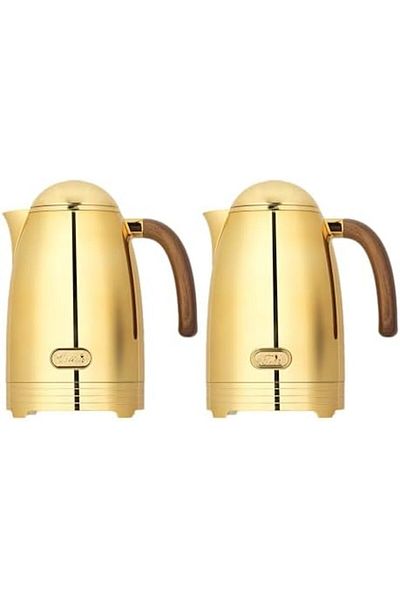 ALSAIF Nada 2-pieces Coffee And Tea Vacuum Flask, Leak-proof And Keeps Drinks Hot, 1l/1l ,gold