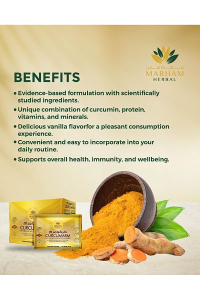 Marham Herbal Curcumarm Sachet: Curcumin and High Protein Supplement - Rich Immunity Booster | 10 Sachets