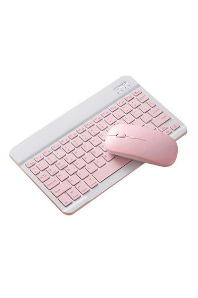 COOYA Keyboard with Mouse Set, Wireless Bluetooth Three System Universal for Mobile phone & Tablet (Pink)
