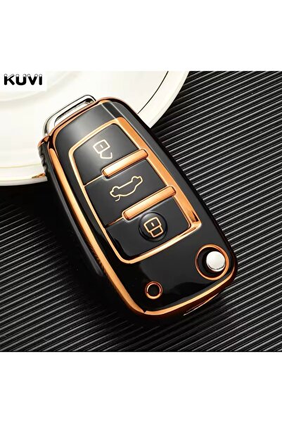 YıldızTuning Husa pentru chei Audi A6 C6 4F Negru-Auriu